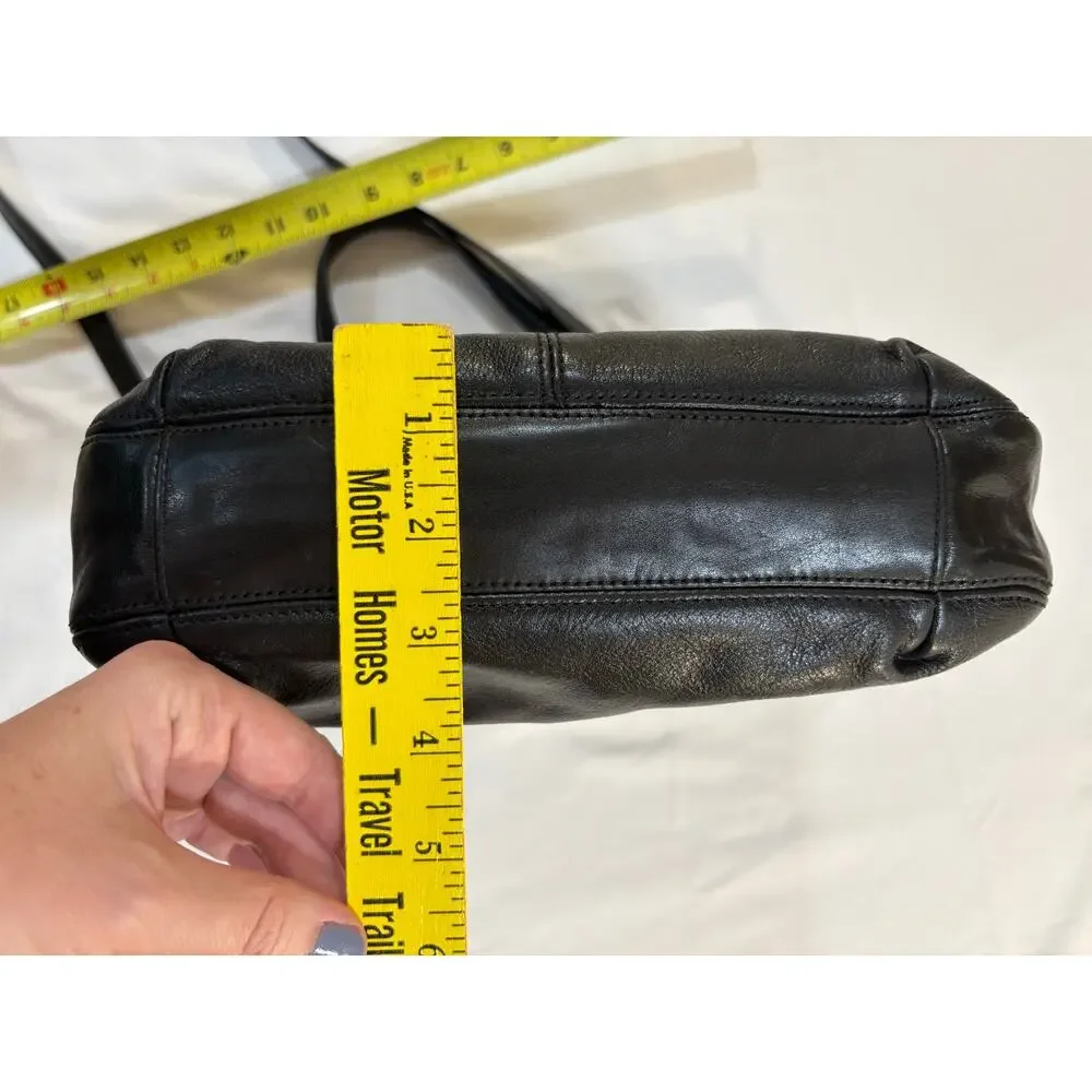 COACH Ashley Hippie Black Leather Double Strap Purse Shoulder Bag